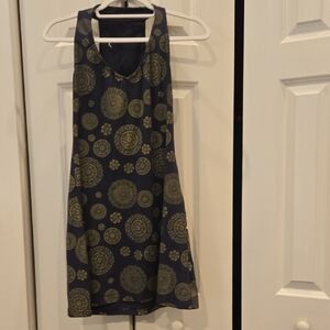 Chic Patterned Navy and Gold Mini Dress